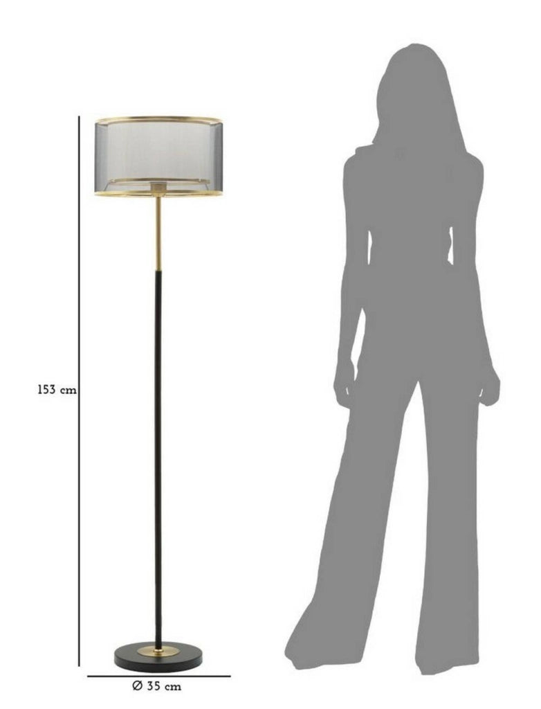 Lampada da terra Marouflage, Luce da terra, Lampada da pavimento, Lampada a stelo, 35x35 h153 cm, Nero e Oro