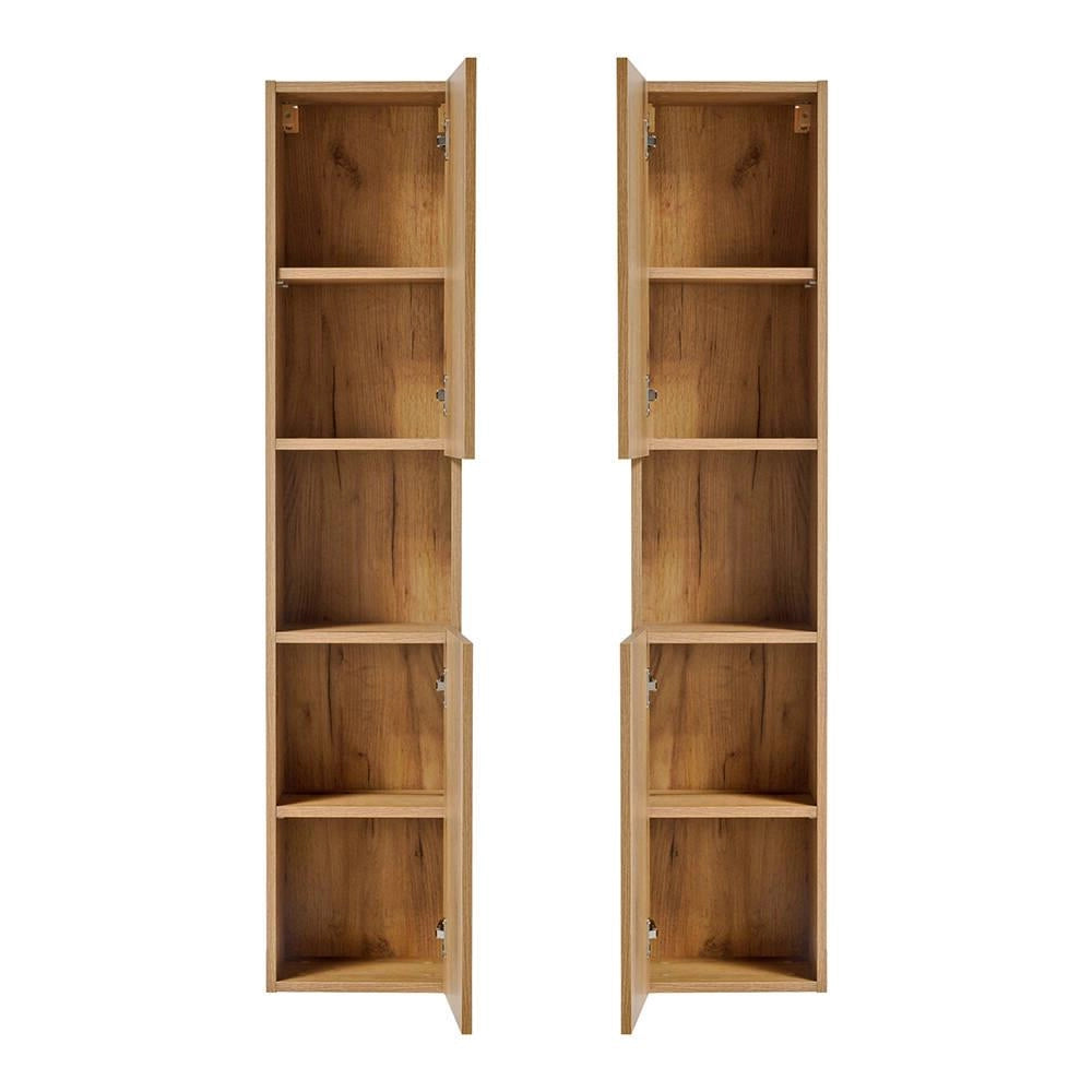 Mobile Pensile Newport a Colonna a 2 Ante e Scomparto Estraibile 30x140x25 cm - Effetto Rovere/Nero [en.casa]