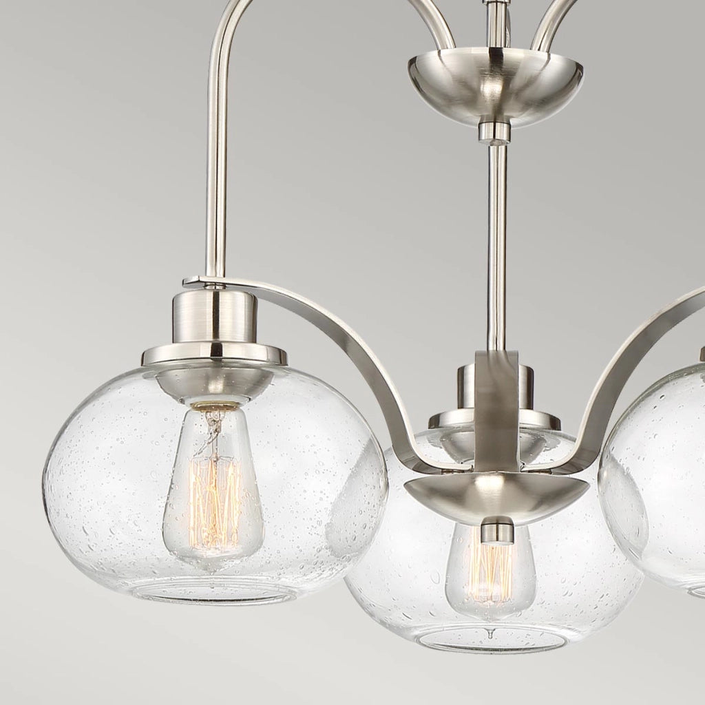 Lampadario vetro trasparente nichel Trilogy 3xE27 Quoizel