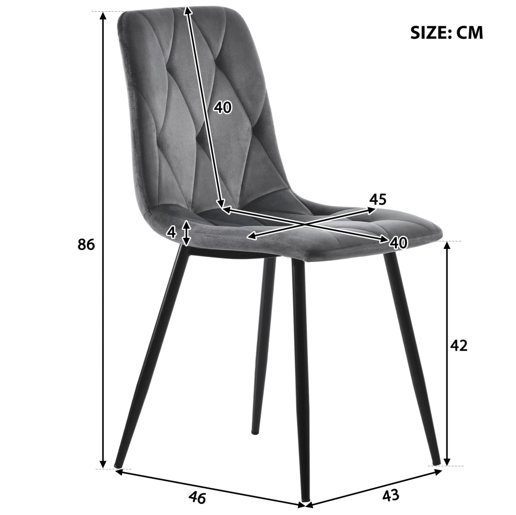 Set tavolo da pranzo 117x68 cm; 4 sedie; moderno; MDF; grigio