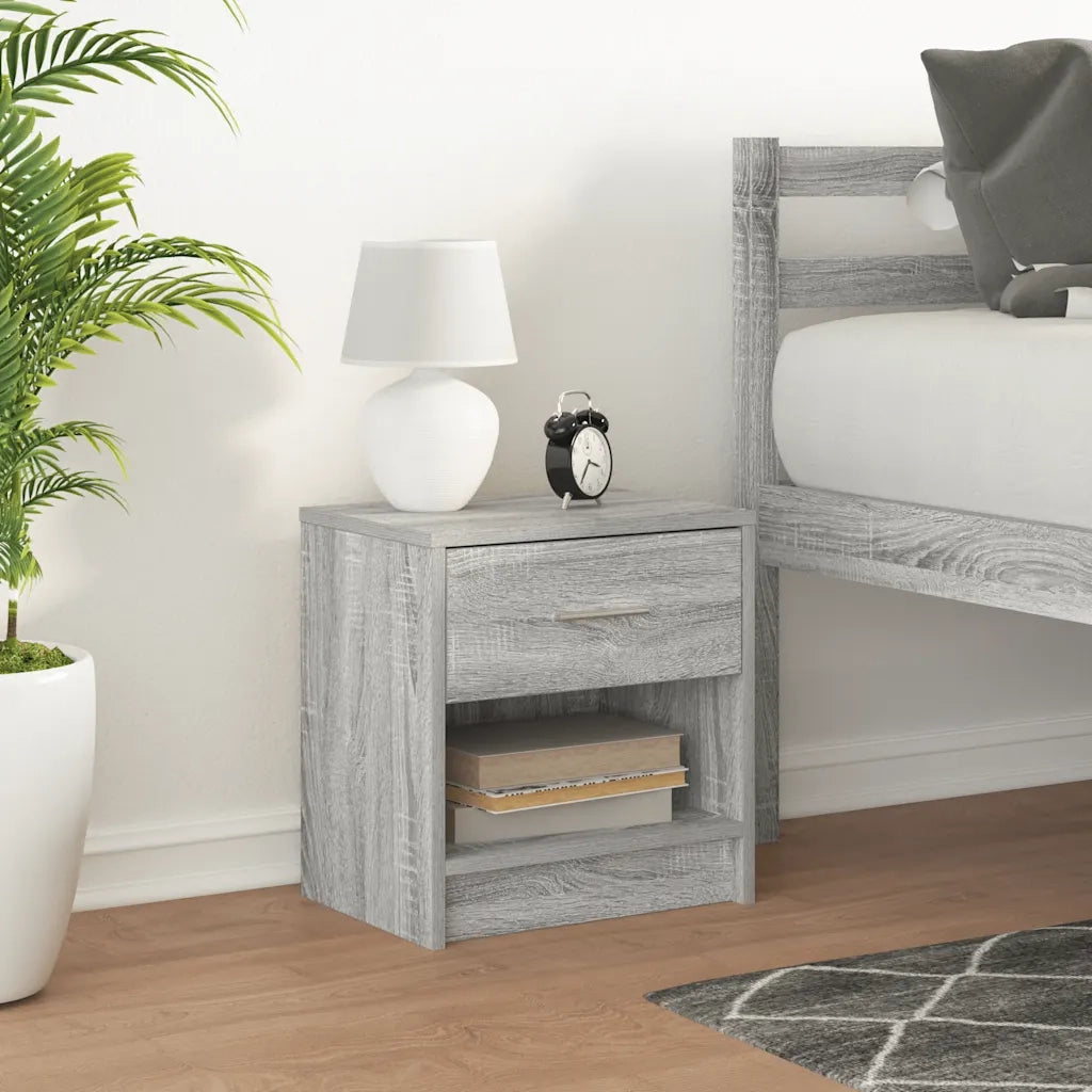 Comodino con Cassetto Grigio Sonoma 39x28x41 cm