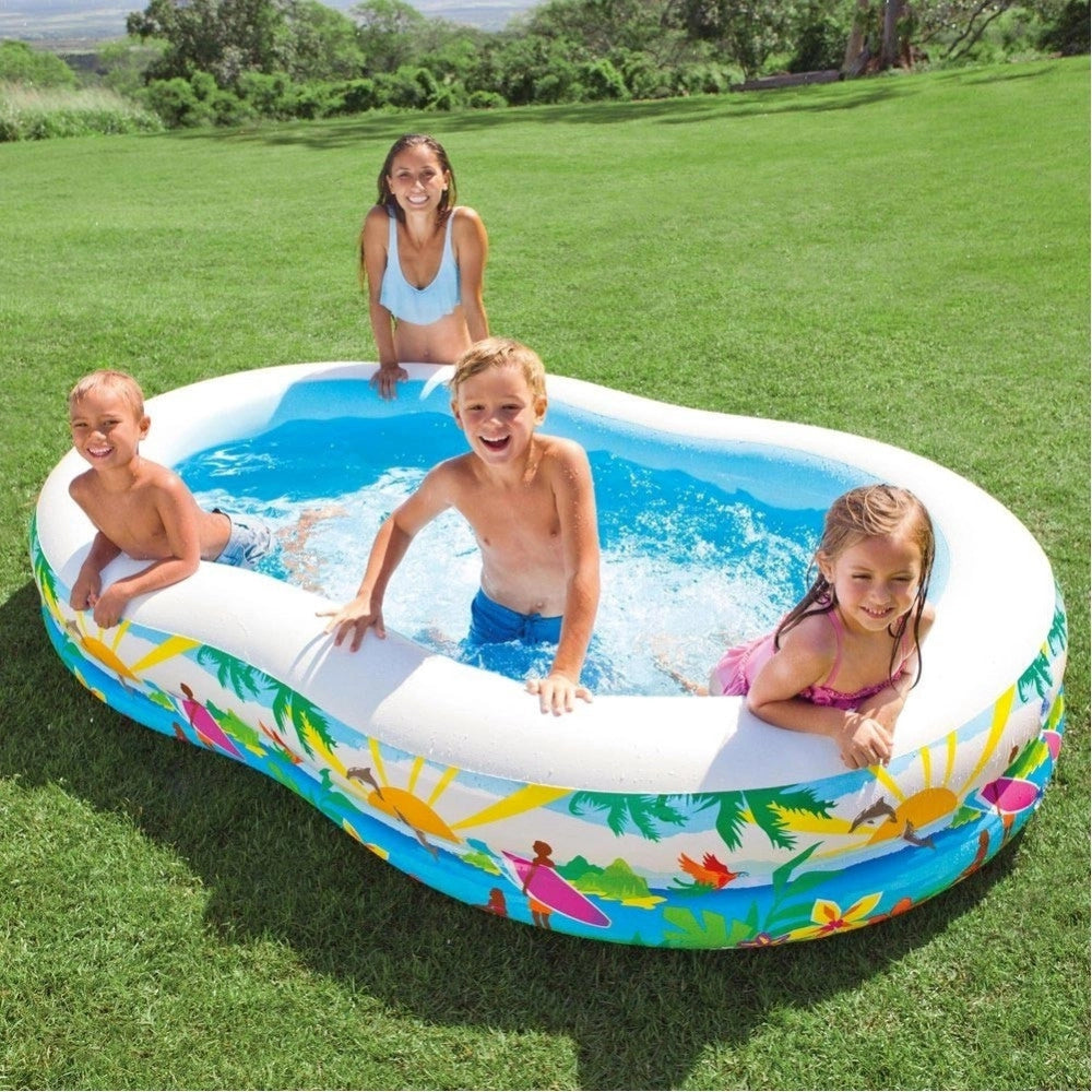 Trade Shop - Piscina Gonfiabile Paradise 262 X 160 X 46 Cm 2 Anelli Terrazzo Giardino -