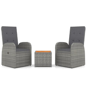 Set Mobili Giardino 3pz | Set Salotto da Giardino Grigio Polyrattan Legno Massello Acacia