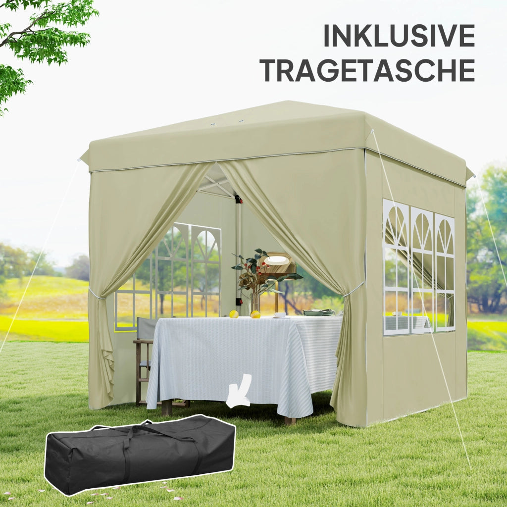 Gazebo pieghevole con pareti laterali e borsa da trasporto ¨C zephmum ¨C cremewei? 2.5x2.5m