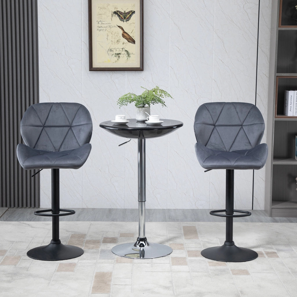 Sgabello da Bar con Schienale Regolabile ¨C Zephmum ¨C Velluto Grigio 51.5x57.5x93-114.5cm
