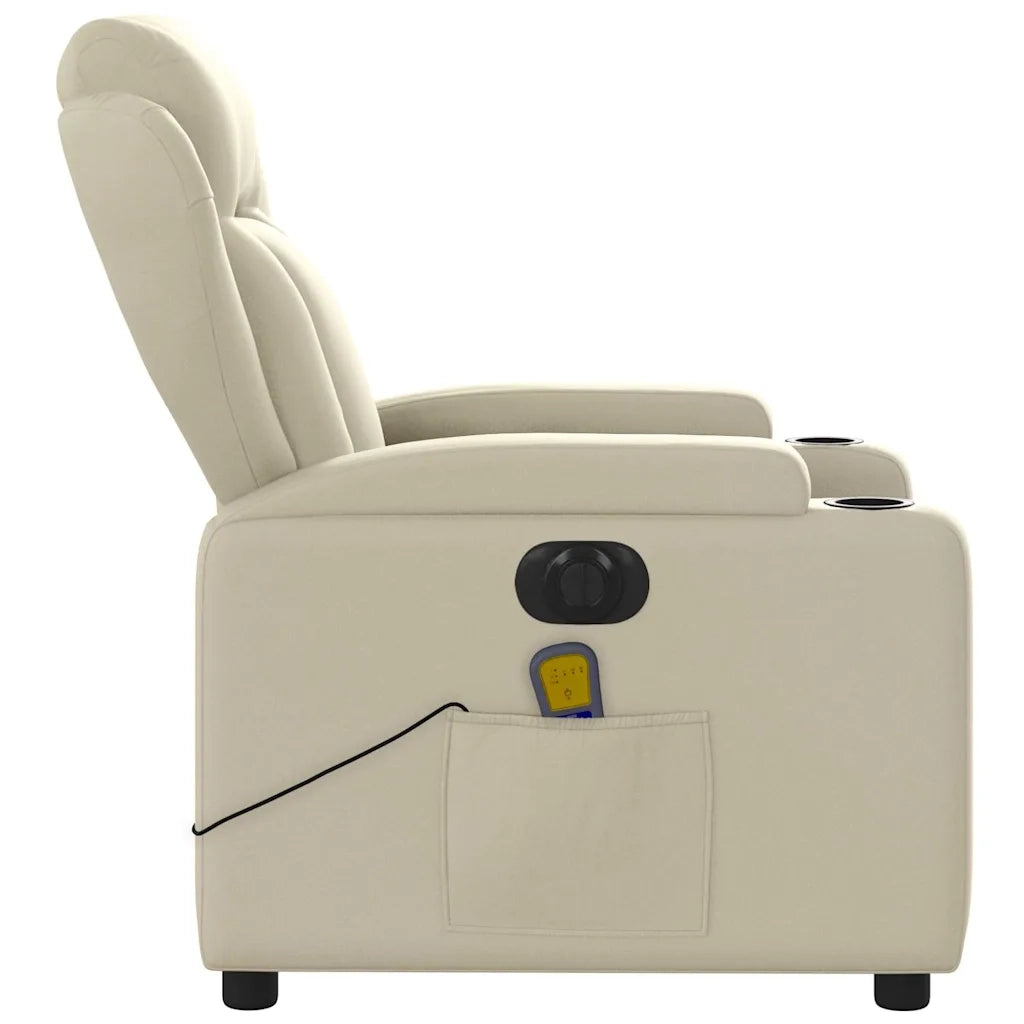 Poltrona Massaggiante | Sedia Relax Elettrica Reclinabile Crema Similpelle