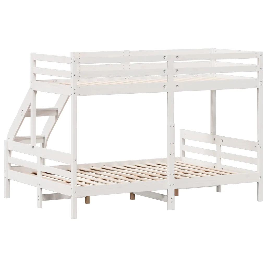 Letto a Castello 80x200/140x200cm Bianco Legno Massello di Pino