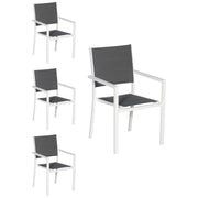Set di 4 sedie imbottite in alluminio bianco - textilene grigio