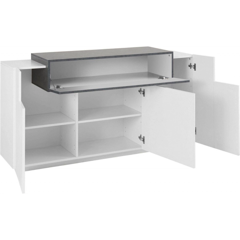 Credenza Coro Moderna 3 ante – Bianco Lucido e Acero Pereira