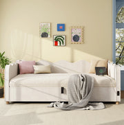 Letto contenitore 90x200 cm con USB C e presa; velluto beige