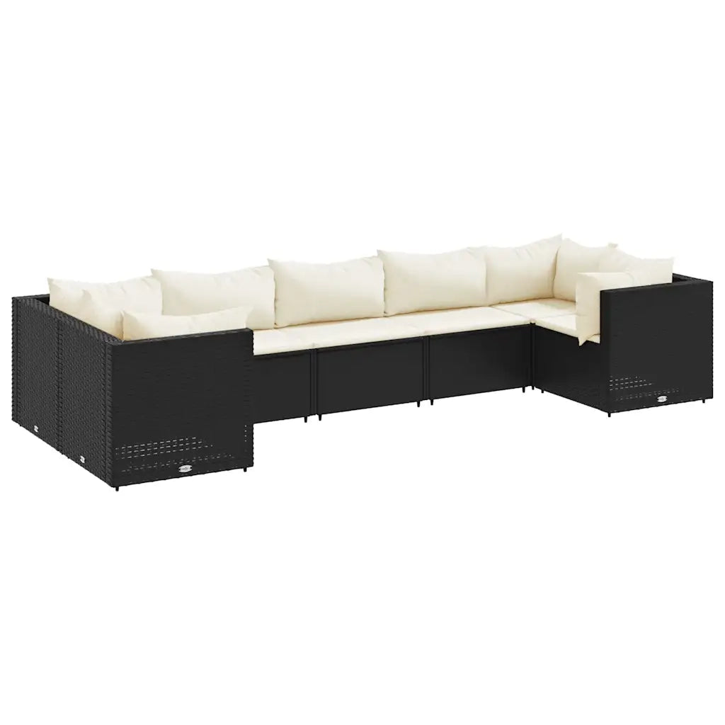 Set Salotto da Giardino con Cuscini 7pz Nero Polyrattan 3308256