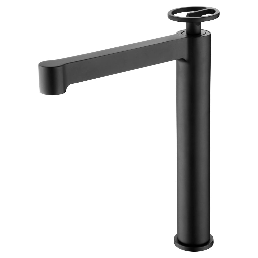 IMEX Miscelatore monocomando alto per lavabo in ottone nero opaco con cartuccia ceramica Ø26 mm TOP e 2 flessibili 3-8 inclusi altezza 272 mm canna 180 mm – modello Imex-BDC033-3NG