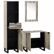 Set di mobili per il Bagno | Armadio da bagno 3 pz Bianco Legno multistrato