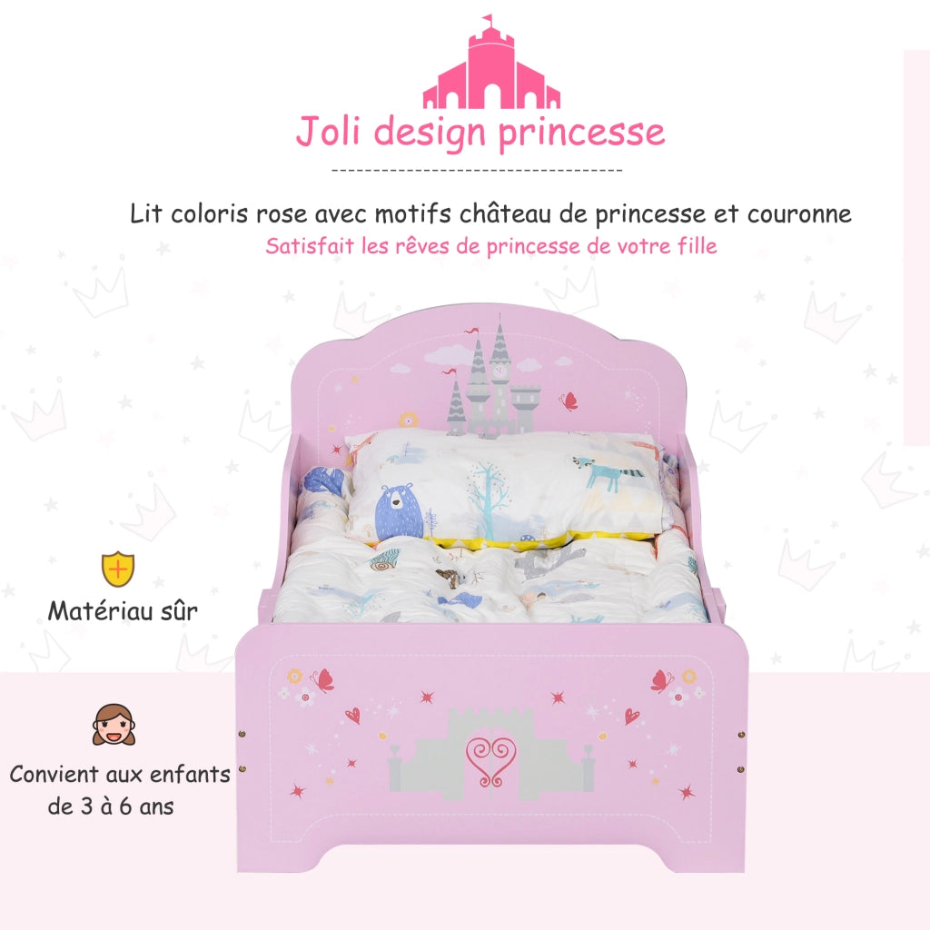 Letto Singolo Bambina con Testiera ¨C Zephmum ¨C Rosa 140x70 cm