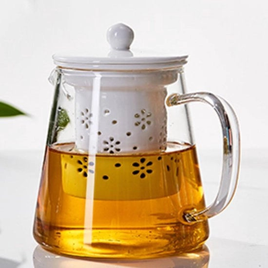 Tazza da tè in vetro con setola in ceramica - 500ml - bianco