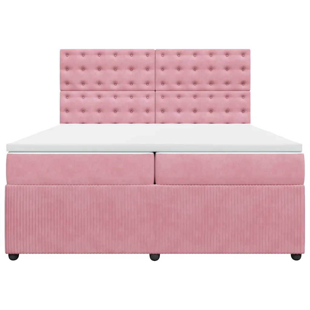 Giroletto a Molle con Materasso Rosa 200x200 cm in Velluto