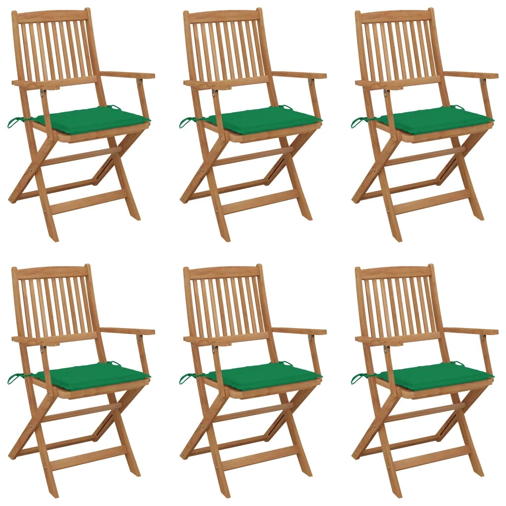 Sedie da Giardino Pieghevoli 6 pz con Cuscini Massello Acacia cod mxl 8471