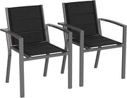 Set Di 2 Sedie Da Giardino, Sedie Da Esterno In Alluminio Per Esterni, Sedie Impilabili Poltrone Da Giardino, Per Giardino, Piscina, Terrazza, Sala Da Pranzo, Grigio Scuro