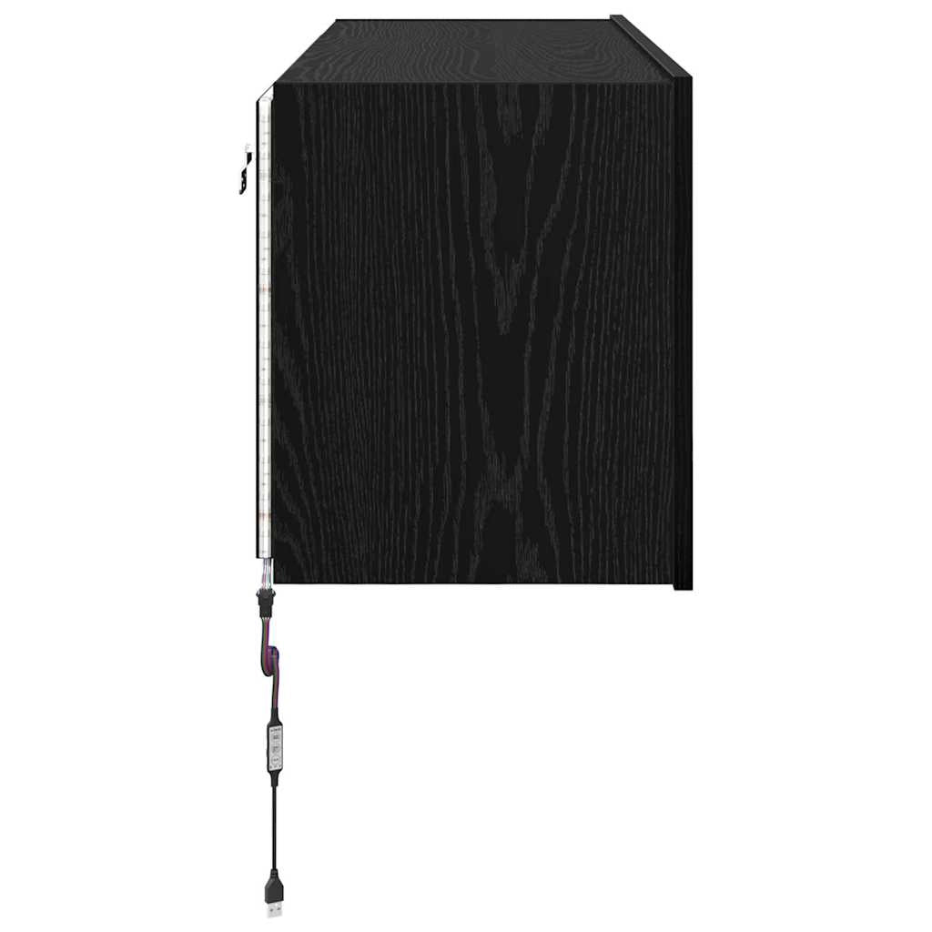 Mobile TV a parete moderno con elegante illuminazione a LED 100 x 35 x 41 cm legno composito nero 02_0054534