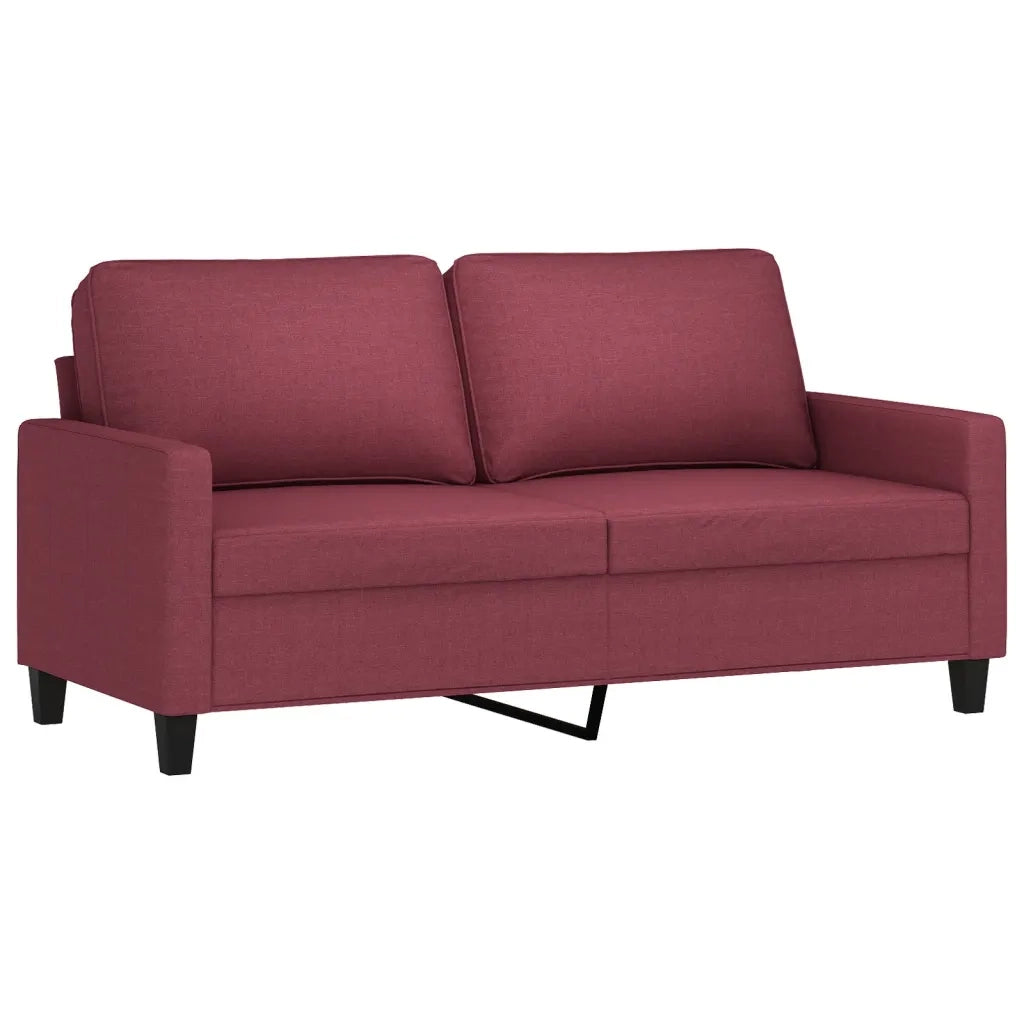 Set di Divani 2 pz con Cuscini Rosso Vino in Tessuto 3201450