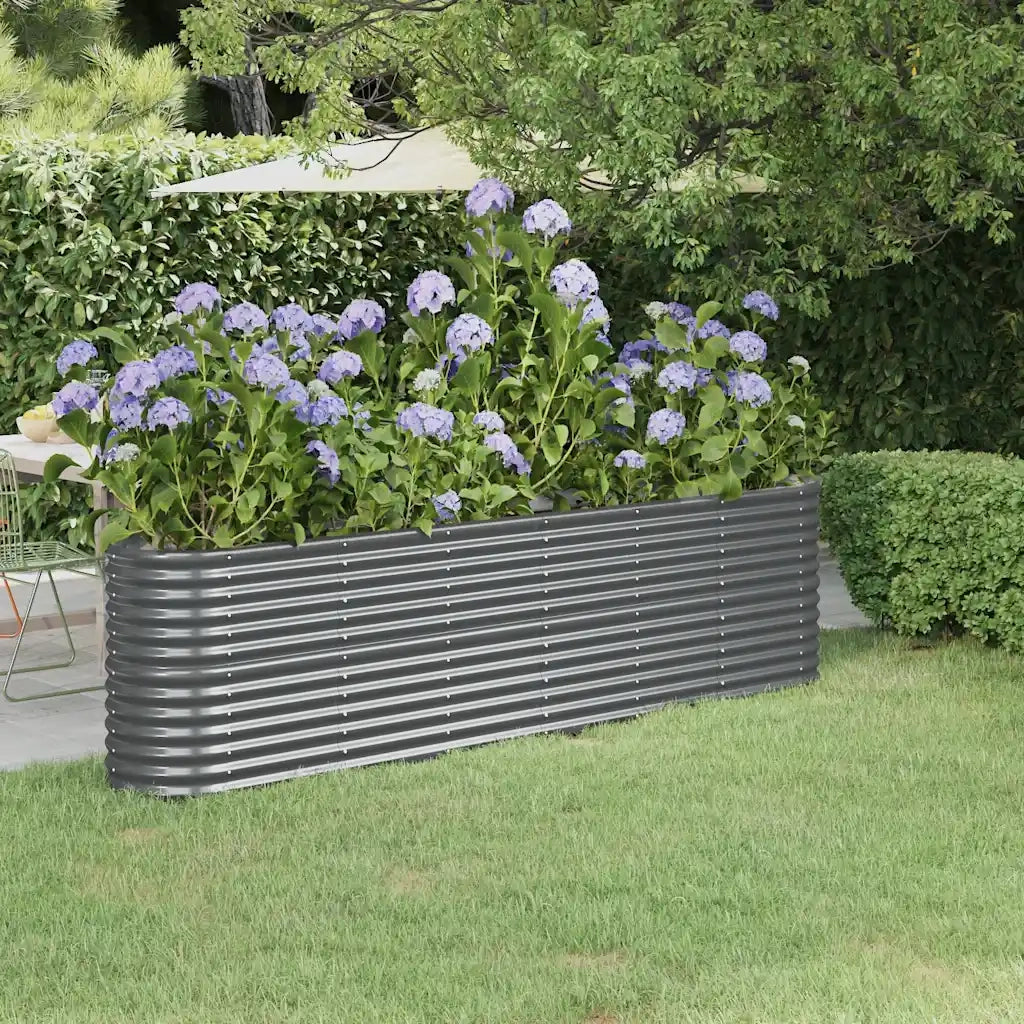 Fioriere | Cassetta per fiori | Letto da Giardino in Acciaio Zincato 260x40x68 cm Antracite