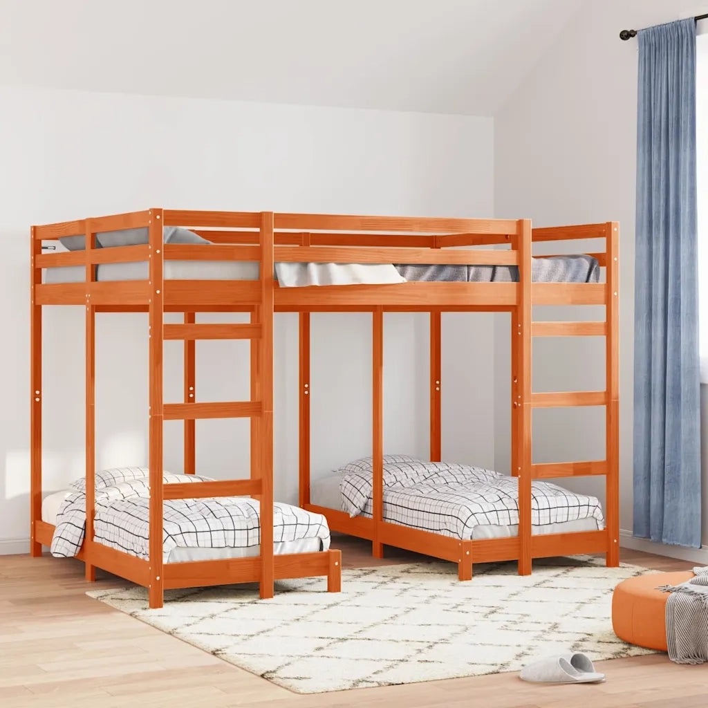 Struttura letto a castello triplo Cera marrone 140 x 200 cm 3414566