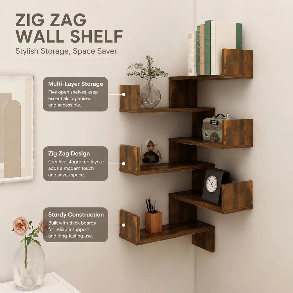 Wall Corner Shelves, 2 Pieces, Smoked Oak, 40x40x50 Cm, Engineered Wood.