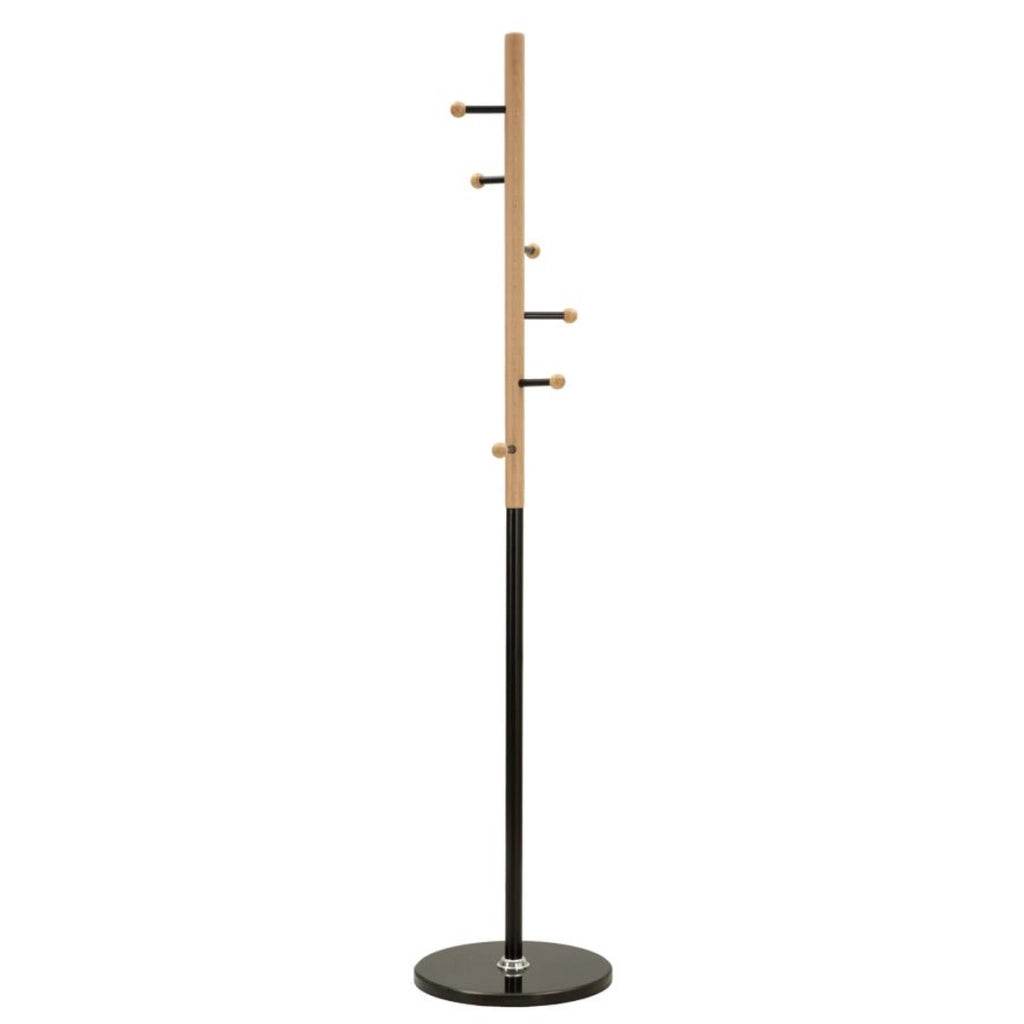 Appendiabiti da terra Step in metallo nero e legno