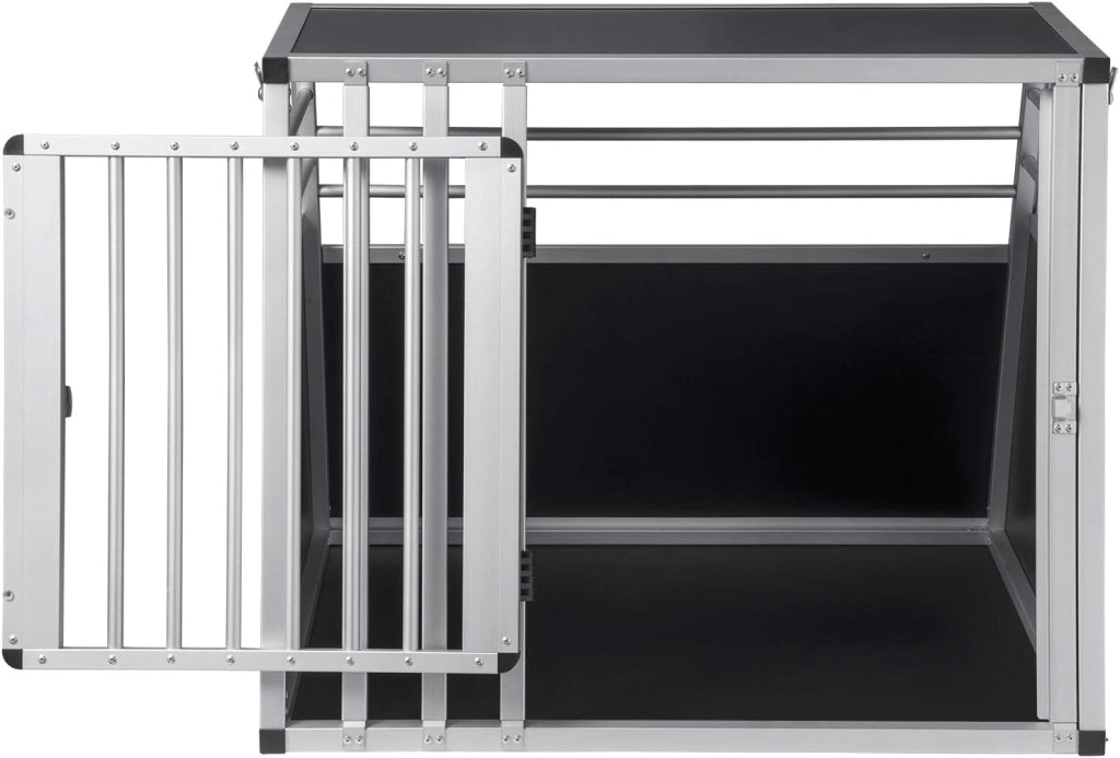 Trasportino Cane Auto, Trasportino Cani Media in Alluminio, Box Trasporto per Cani Media da Auto, Cuccia Cane Esterno, Kennel per Canette con Chiusura per Viaggio Trasporto 80x65x65cm