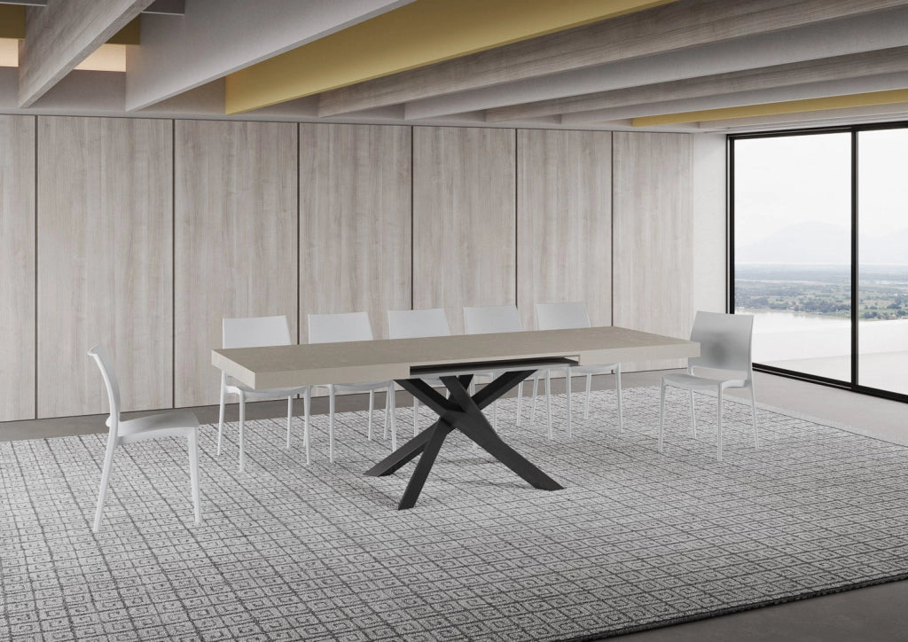 Tavolo Allungabile 160-420x90x77 cm Volantis Cashmere Telaio Antracite