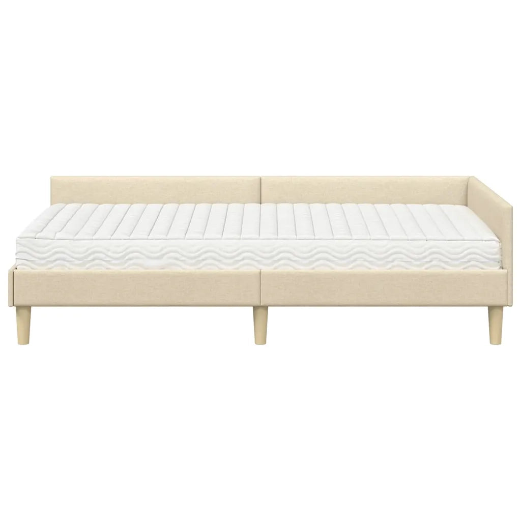 Struttura Letto Angolare con Materasso 2 pcs Crema Tessuto 3393659