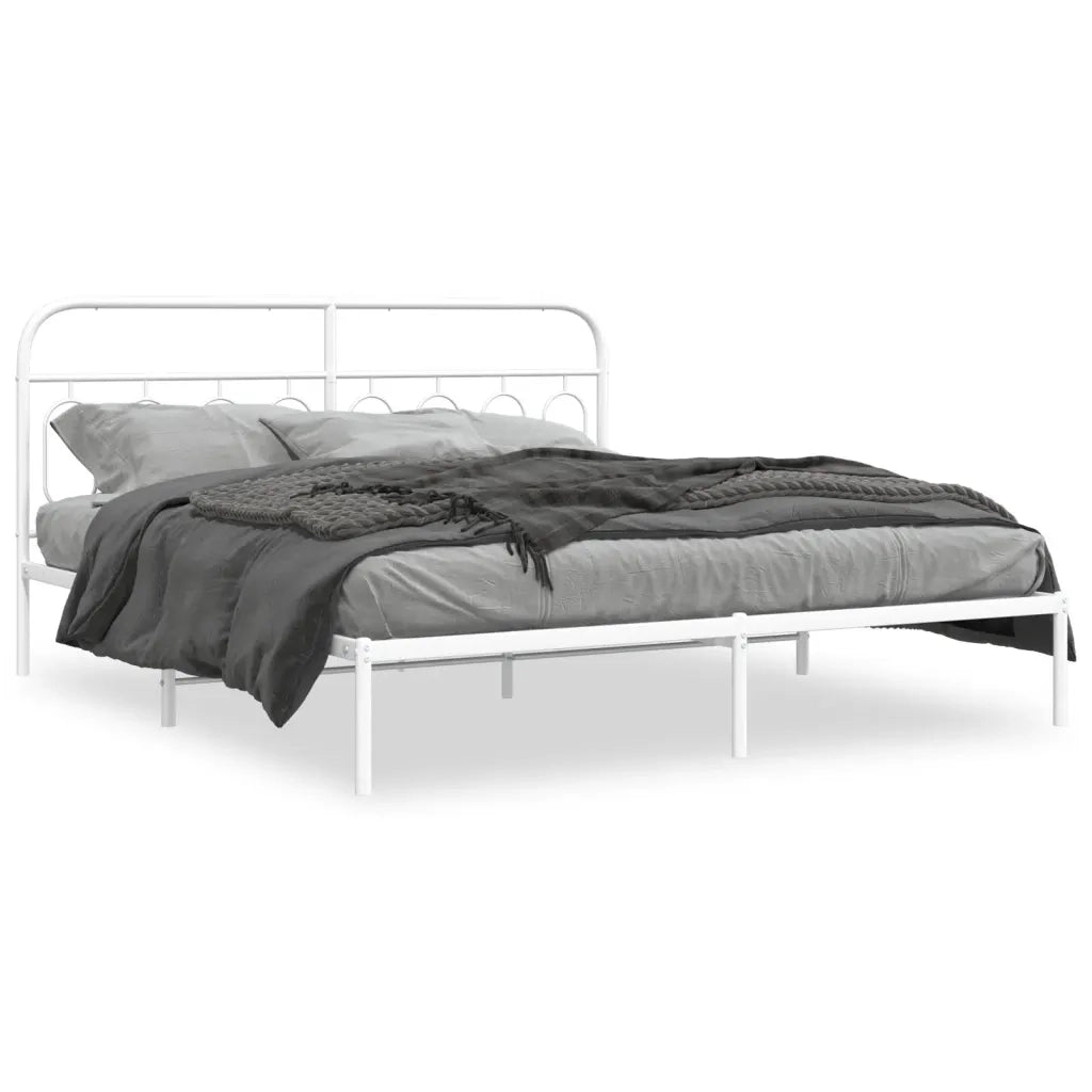 Giroletto con Testiera-Struttura Letto con testiera Metallo Bianco 183x213 cm 942832