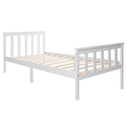 Letto Singolo 1 Posto con Testiera; 90×200 cm; senza Materasso; in Legno Massello; Bianco
