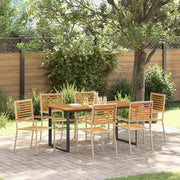 Set da Pranzo per Giardino 7 pcs Beige Legno di Acacia Massello