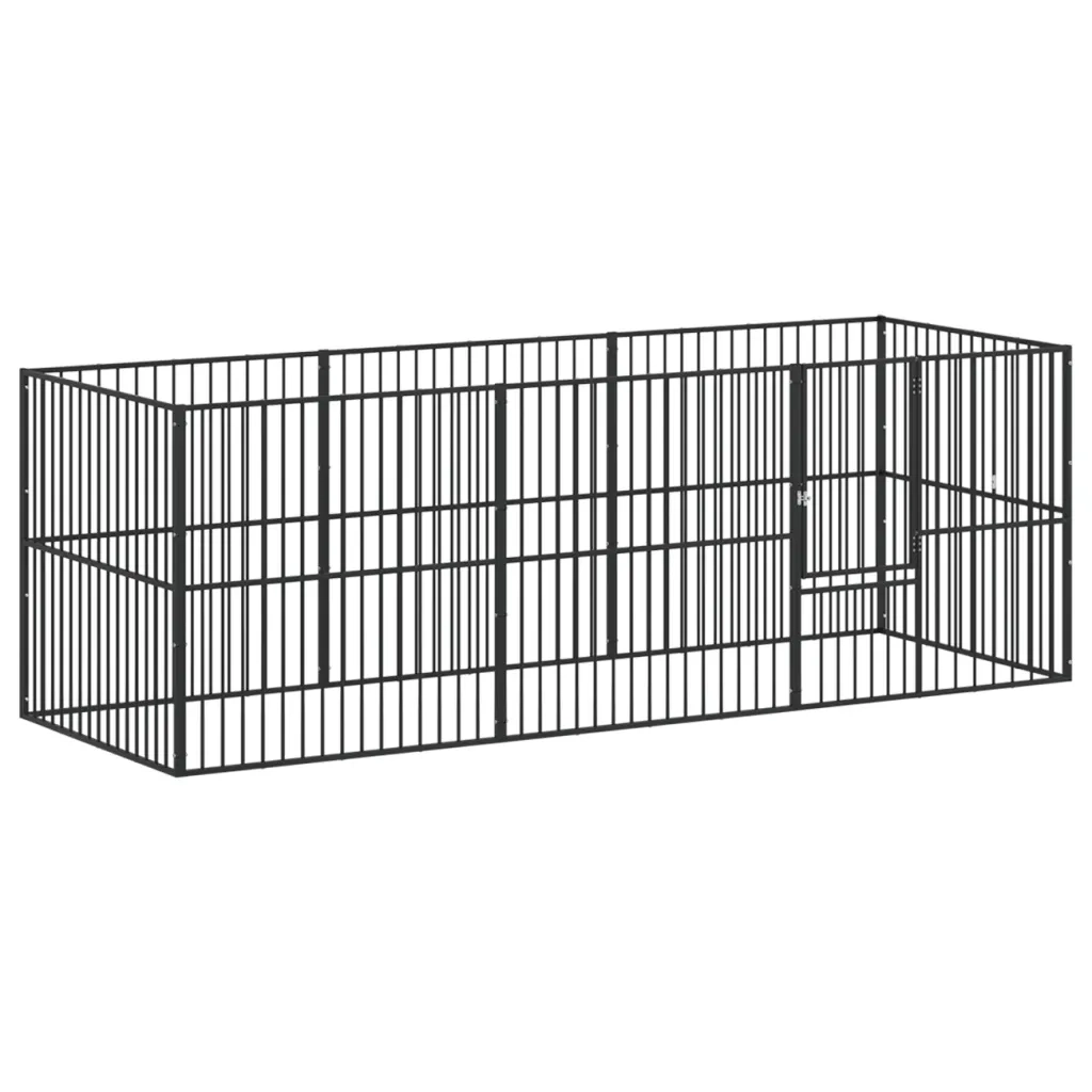 Box per Cani 8 Pannelli Nero Acciaio Zincato CFW2710488