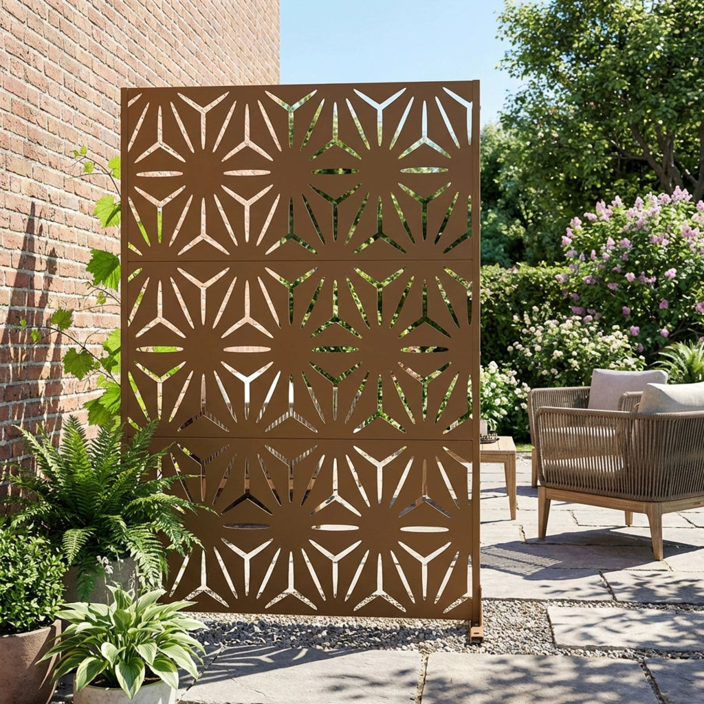 Pannello Divisorio Kilsturd in Acciaio Zincato con Motivo Decorativo 180x120 cm - Marrone casa.pro