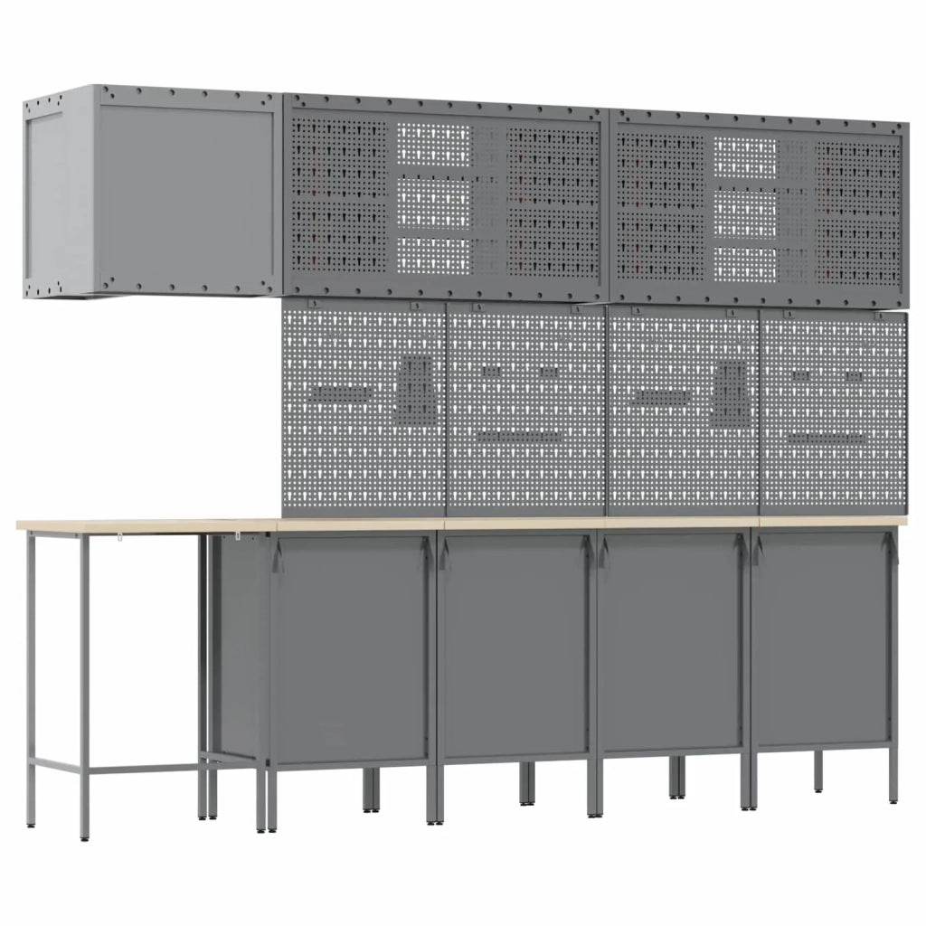 Set di mobili da lavoro con cassetto 12 pcs Nero e Grigio 3321512