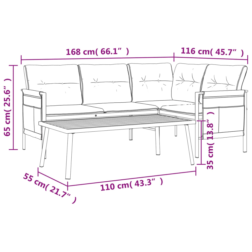 Set Salotto da Giardino 2 pz in Acciaio Antracite 362810