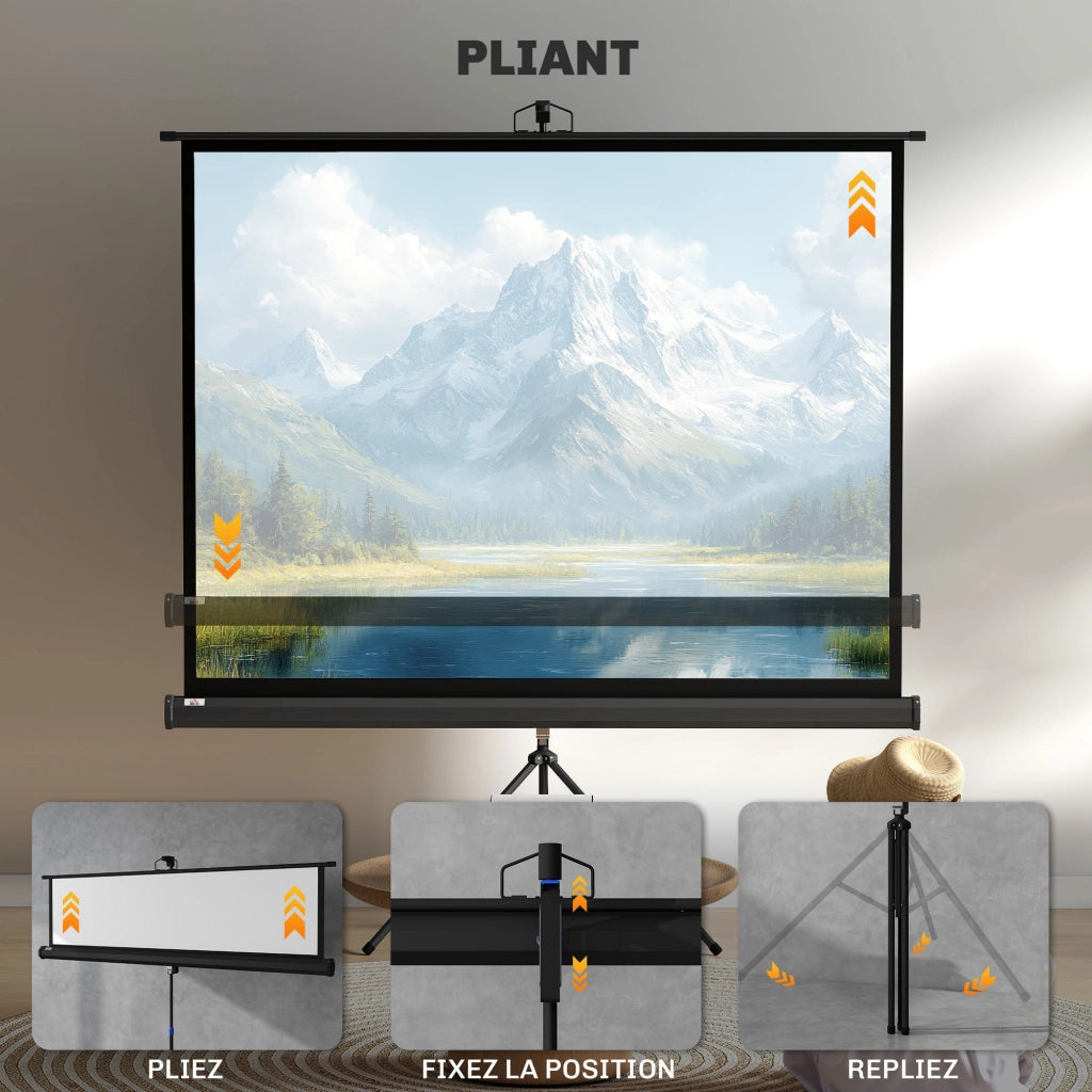 Schermo proiezione 84 pollici con supporto treppiede regolabile ¨C Minimal ¨C 4K HD 4:3 interno/esterno