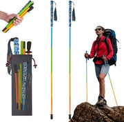 Trekkingstokkini ultralighe in fibra di carbonio, pieghevoli, set da 2, bastoncini da trekking con impugnature per evaporazione dell'umidità, bastoncini da trekking con tasca di stivaggio (110 cm)