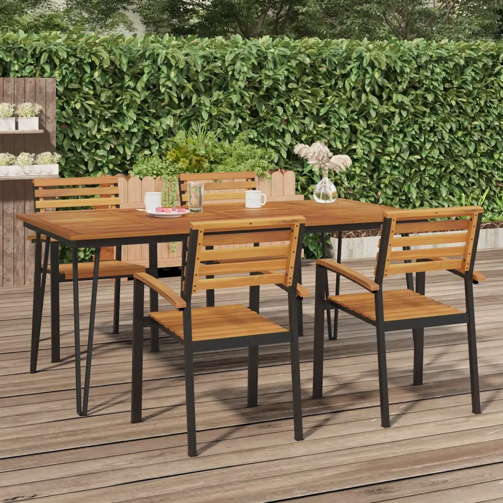 Tavolo Giardino | Tavolino da esterno con Gambe Forcella 180x90x75 cm Massello Acacia