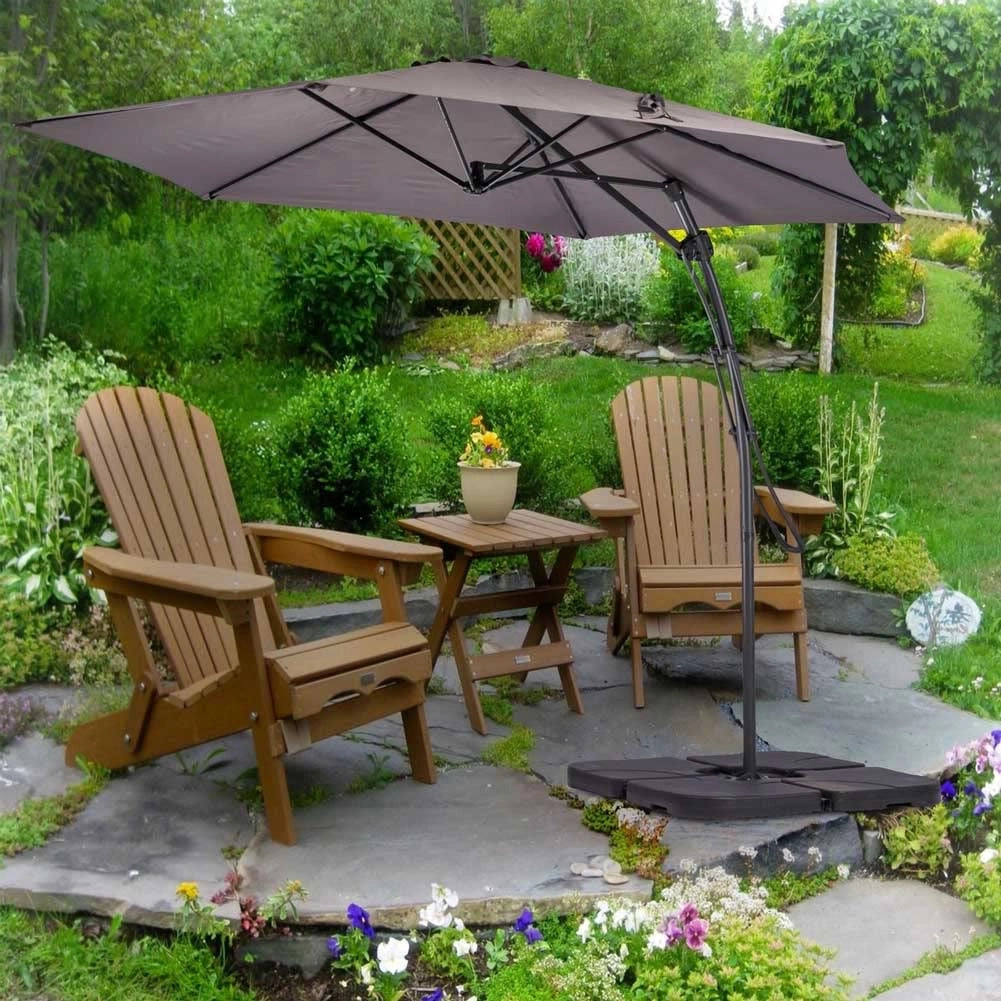 Ombrellone da Giardino Tortora Decentrato 3 x 3 Mt Base a Croce Sistema Air Vent