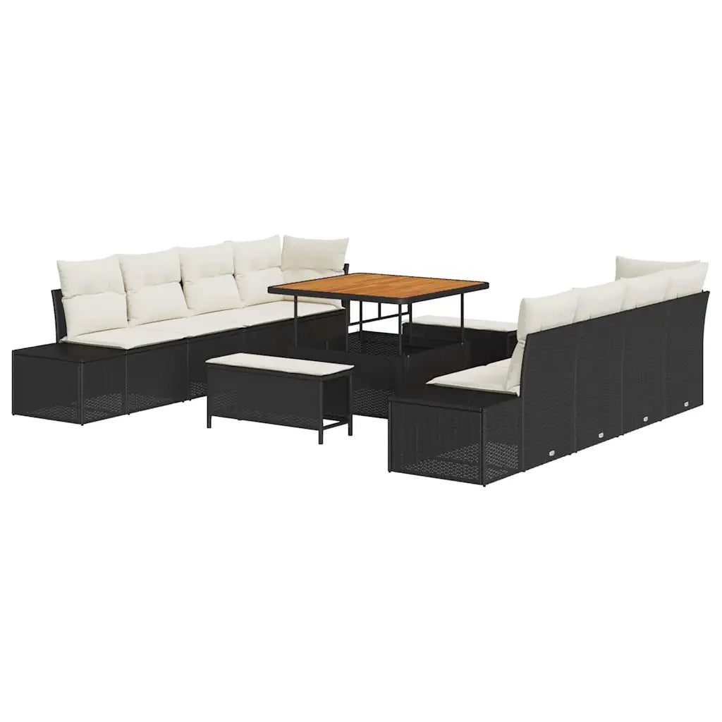 Set Divano da Giardino Nero 264 x 62 x 85 cm Poly Rattan