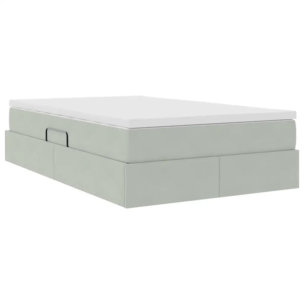 Letto con contenitore e materasso Grigio chiaro 120 x 200 cm