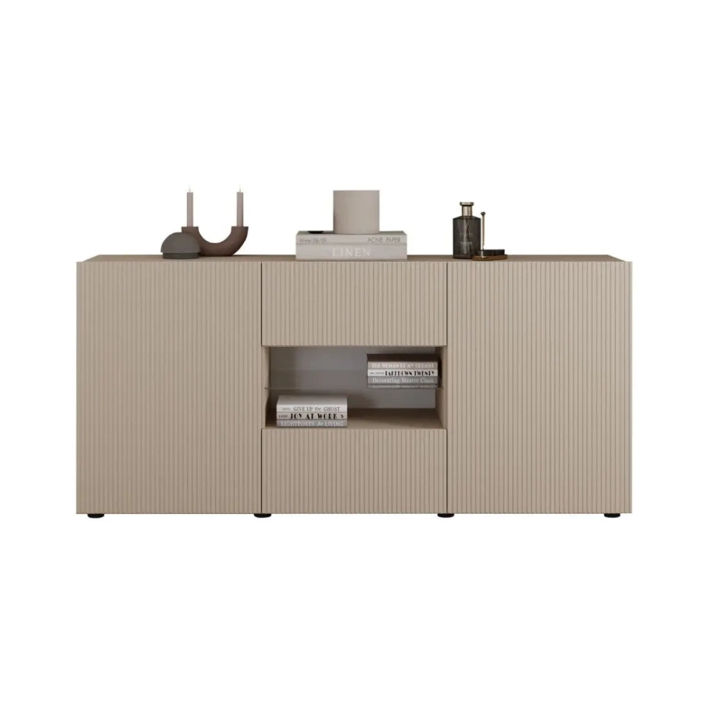 Buffet SCENA – L181 x H84 x P42 cm – 2 porte + 2 cassetti + nicchia – Colore Cashmere