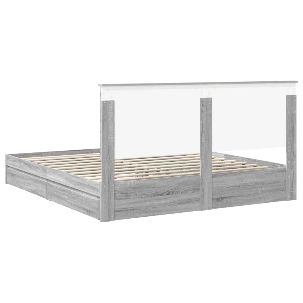 Letto con Contenitore con testiera Grigio Sonoma 180 x 200 cm
