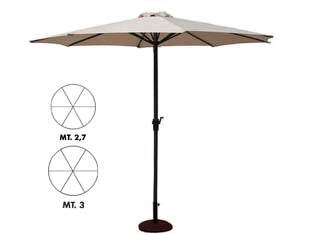OMBRELLONE IN METALLO TONDO CON MANOVELLA  ø cm.300 palo ø mm.48 a 6 stecche    VETTE