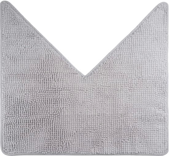 Pavimento in chenille per docce angolari con fondo antiscivolo (V-shape | misura interna 45 x 45 cm, grigio)