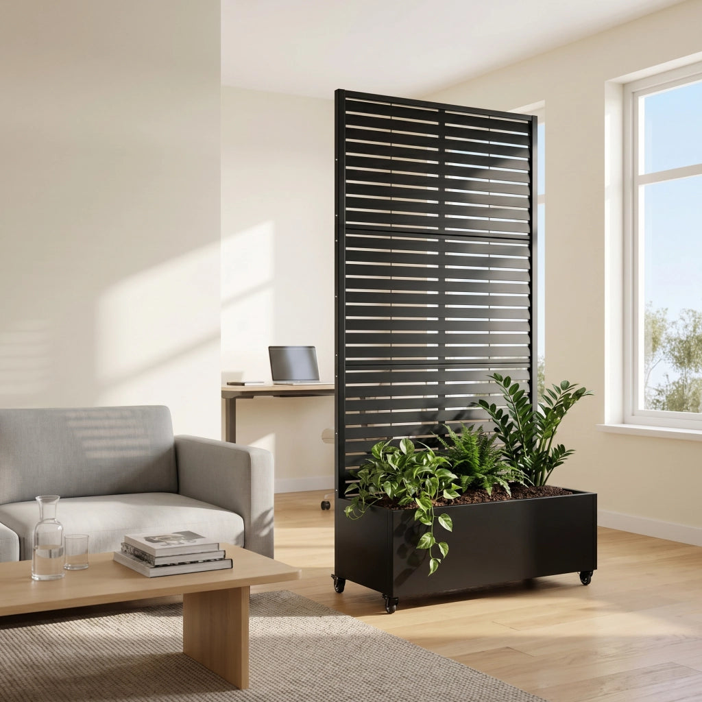 Fioriera con Spalliera Nodepp in Acciaio 190 x 82 x 38 cm - Nero casa.pro