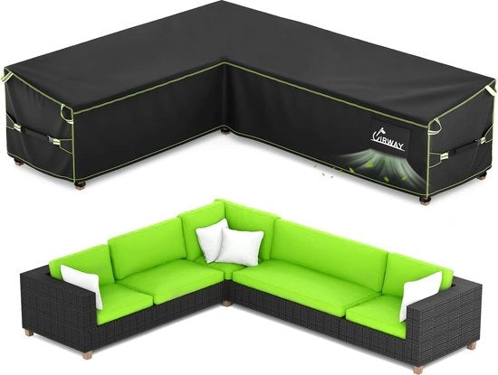 Sedili per giardino a forma L - impermeabili - adatti per angoli di divani di rattan - 222 x 286 x 87 cm - tessuto 420D Oxford